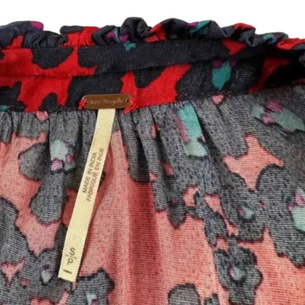 Free People Merlot Combo Love Letter Red & Blue Floral Dress Size Small